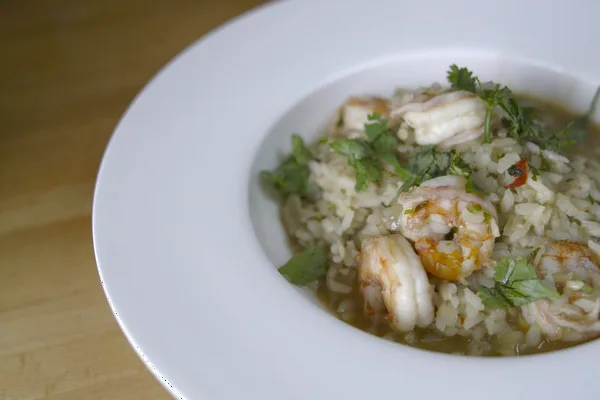 Prawn Rice, Flambéed Prawns