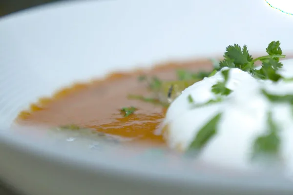 Spanish-Style Gazpacho, Burrata, Rustic Croutons