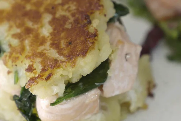 Salmon Rösti, Salmon Tartare, Iberian Salad, Soured Cream