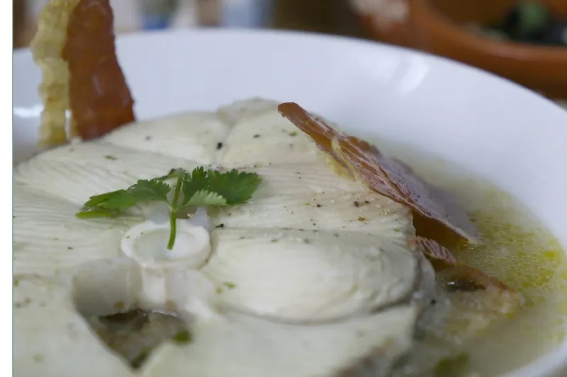 Dogfish Soup, Fried Bread, Crispy Ham