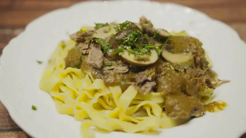Tagliatelle with Wild Boar Ragú and Sautéed Mushrooms