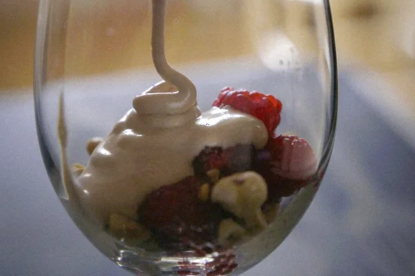 Raspberry Zabaglione, Toasted Hazelnuts